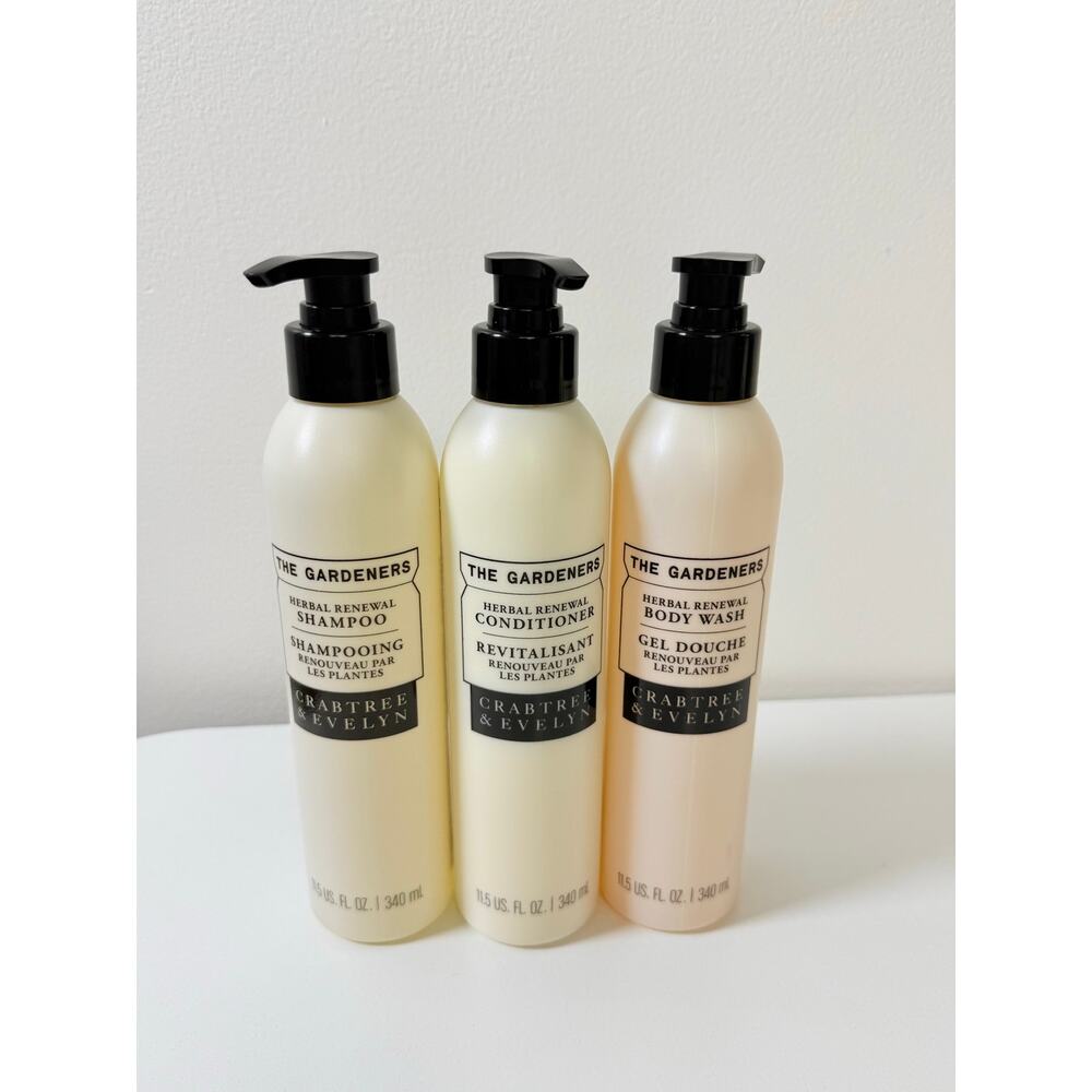 Crabtree & Evelyn Gardeners Herbal Renewal 3-Piece Bath & Hair Care Bundle Set